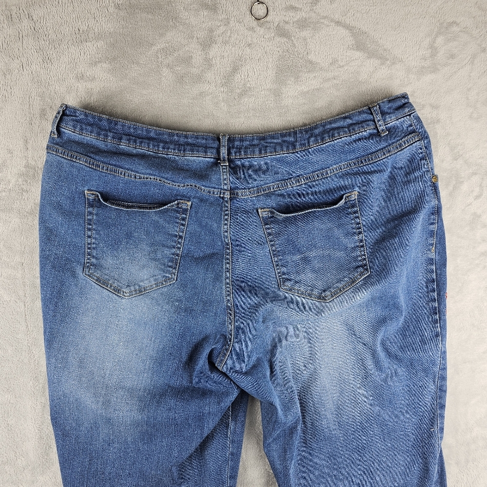 Woman Within Embroidered Floral Blue Jeans Women's Size 24W - Picture 10 of 11
